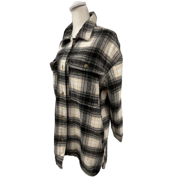 Banana Republic Shirt Jacket Womens Small Wool Blend Plaid Shacket Button Front - Picture 5 of 10